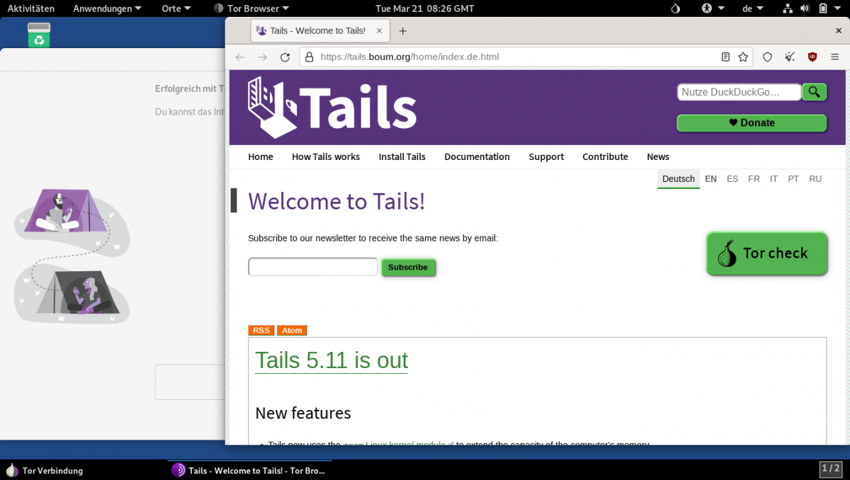 Anonymizing Linux: Tails 5.11 compresses memory