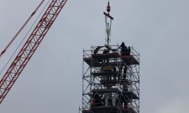 Follow the installation of the cross on the new spire at the top of the cathedral
