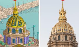The cross on the Invalides Dome replaced by a spire on the official poster